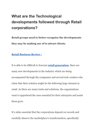What are the Technological developments followed through Retail corporations