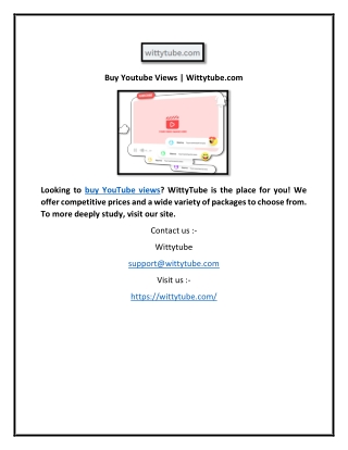 Buy Youtube Views | Wittytube.com