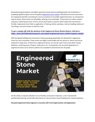 Engineered Stone Market Analysis By Industry Value, Market Size& Top Companies