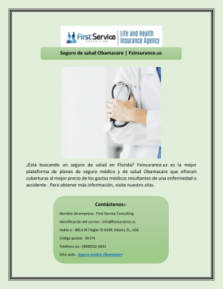 Seguro de salud Obamacare | Fsinsurance.us