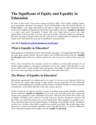 Equality in Education