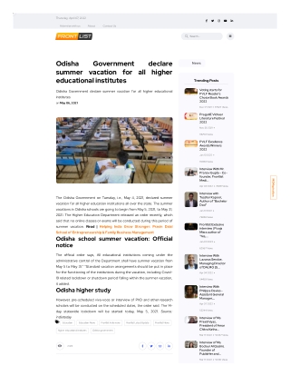 www-frontlist-in-odisha-government-declare-summer-vacation-for-all-higher-educational-institutes