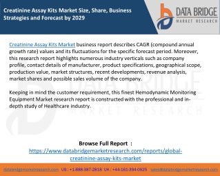 Creatinine Assay Kits Market Size, Share, Business Strategies and Forecast by 2029