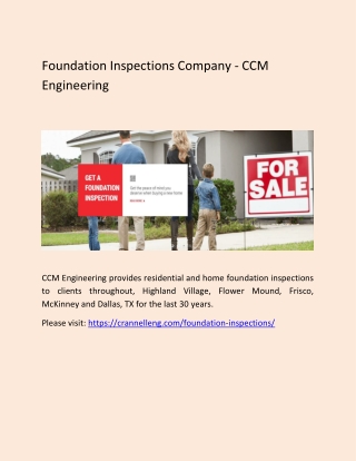 Foundation Inspections Company - CCM Engineering