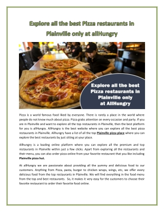Explore all the Best Pizza Restaurants in Plainville only at allHungry