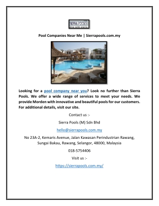 Pool Companies Near Me | Sierrapools.com.my