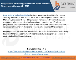 Drug Delivery Technology Market Size, Share, Business Strategies and Forecast by 2029