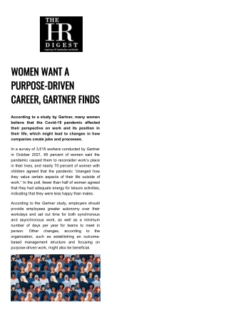 Gartner: Women Want a Purpose-Driven Career