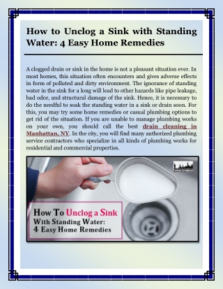 How to Unclog a Sink with Standing Water 4 Easy Home Remedies