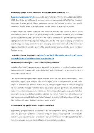 Laparotomy Sponges Market Competitive Analysis and Growth Forecast by 2027