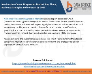 Noninvasive Cancer Diagnostics Market Size, Share, Business Strategies and Forecast by 2029