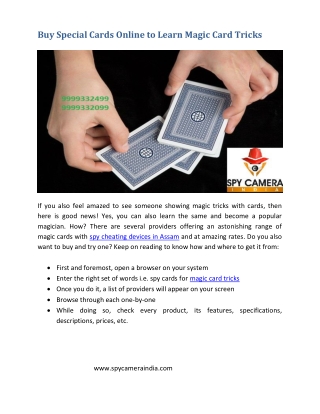 Buy Special Cards Online to Learn Magic Card Tricks