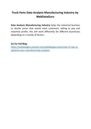 Truck Parts Data Analysis Manufacturing Industry by WebDataGuru