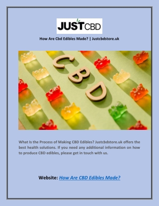 How Are Cbd Edibles Made? | Justcbdstore.uk