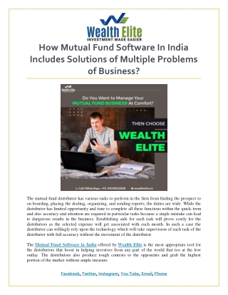 How Mutual Fund Software In India Includes Solutions of Multiple Problems of Business