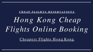 Hong Kong Cheap Flights Online Booking
