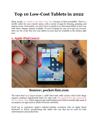 Top 10 Low-Cost Tablets in 2022