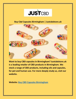 Buy Cbd Capsules Birmingham | Justcbdstore.uk