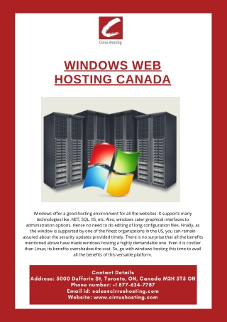 Windows Web Hosting Canada