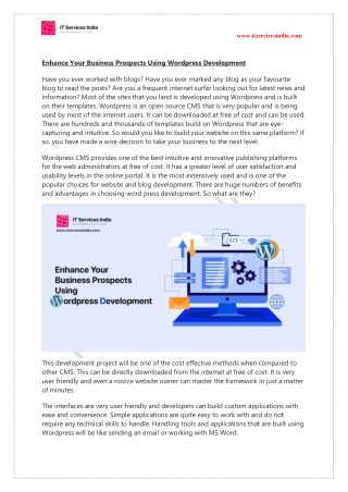 Enhance Your Business Prospects Using Wordpress Development