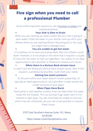 Five sign when you need to call a professional Plumber