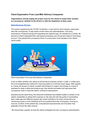 Client Expectation From Last-Mile Delivery Companies