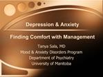 Depression Anxiety Finding Comfort with Management