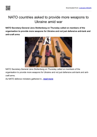 NATO countries asked to provide more weapons to Ukraine amid war