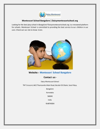 Montessori School Bangalore  Daisymontessorischool.org