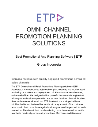 Best Promotional And Planning Software | ETP Group Indonesia