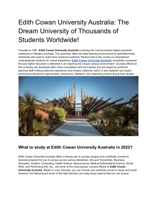 Edith Cowan University Australia