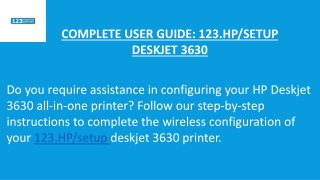 Guide for 123.HP/setup Deskjet 3630