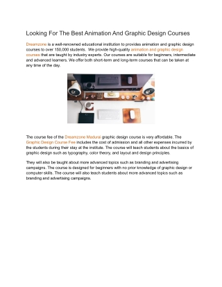 Looking For The Best Animation And Graphic Design Courses