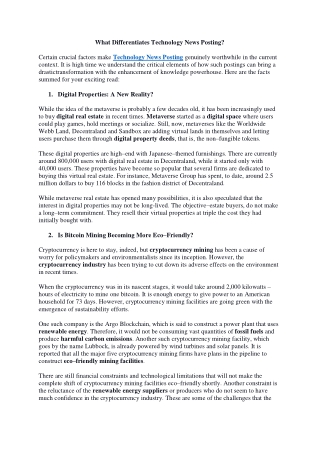 What Differentiates Technology News Posting