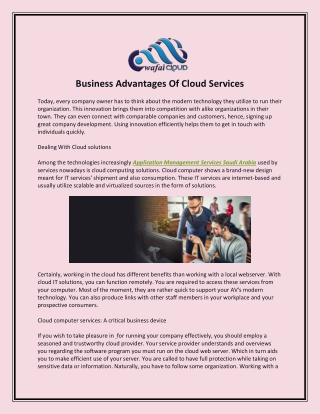 Business Advantages Of Cloud Services