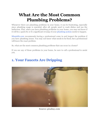 What Are the Most Common Plumbing Problems_