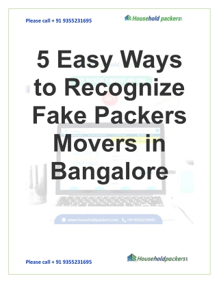 5 Easy Ways to Recognize Fake Packers Movers in Bangalore
