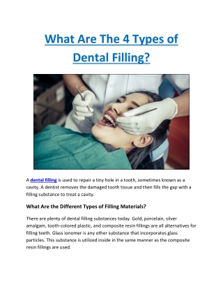What Are The 4 Types of Dental Filling?