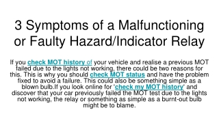 3 Symptoms of a Malfunctioning or Faulty Hazard_Indicator Relay