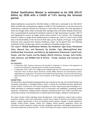 Global Gasification Market is estimated to be US