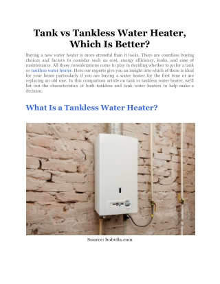 Tank vs Tankless Water Heater, Which Is Better_