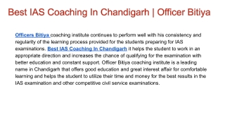 Best IAS Coaching In Chandigarh Officer Bitiya