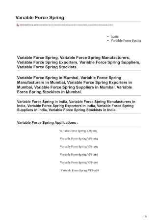 Variable Force Spring Stockiest in India