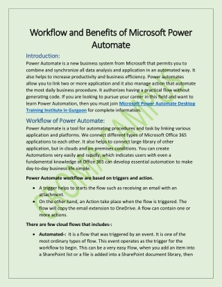 Workflow and Benefits of Microsoft Power Automate