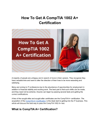 How To Get A CompTIA 1002 A  Certification
