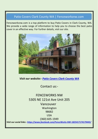 Patio Covers Clark County WA | Fenceworksnw.com