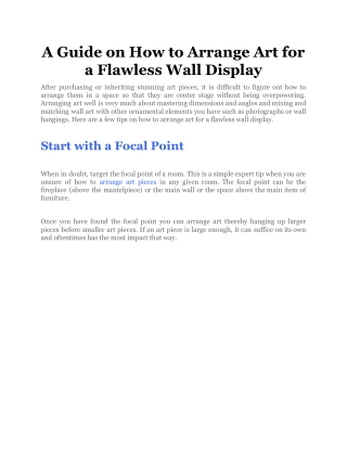 A Guide on How to Arrange Art for a Flawless Wall Display