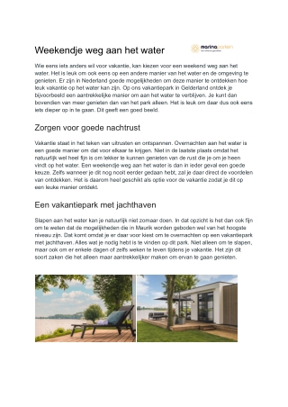 Weekendje weg aan het water