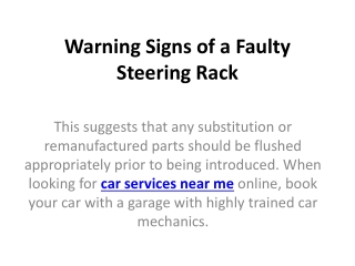 Warning Signs of a Faulty Steering Rack