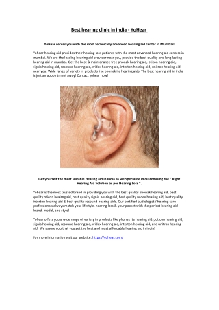 Best hearing clinic in india - YoHear